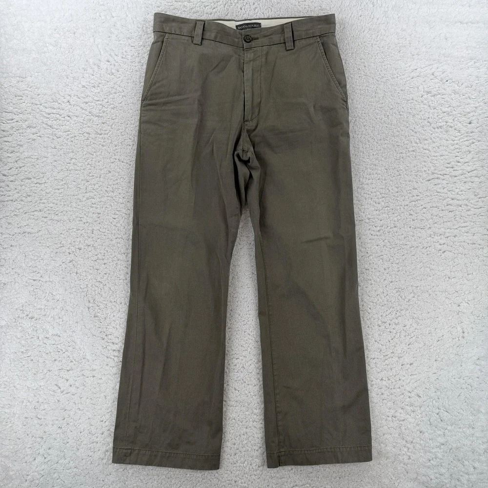 Banana Republic Chino Pants Mens 33x30 Green Regular Fit Canvas Straight Casual